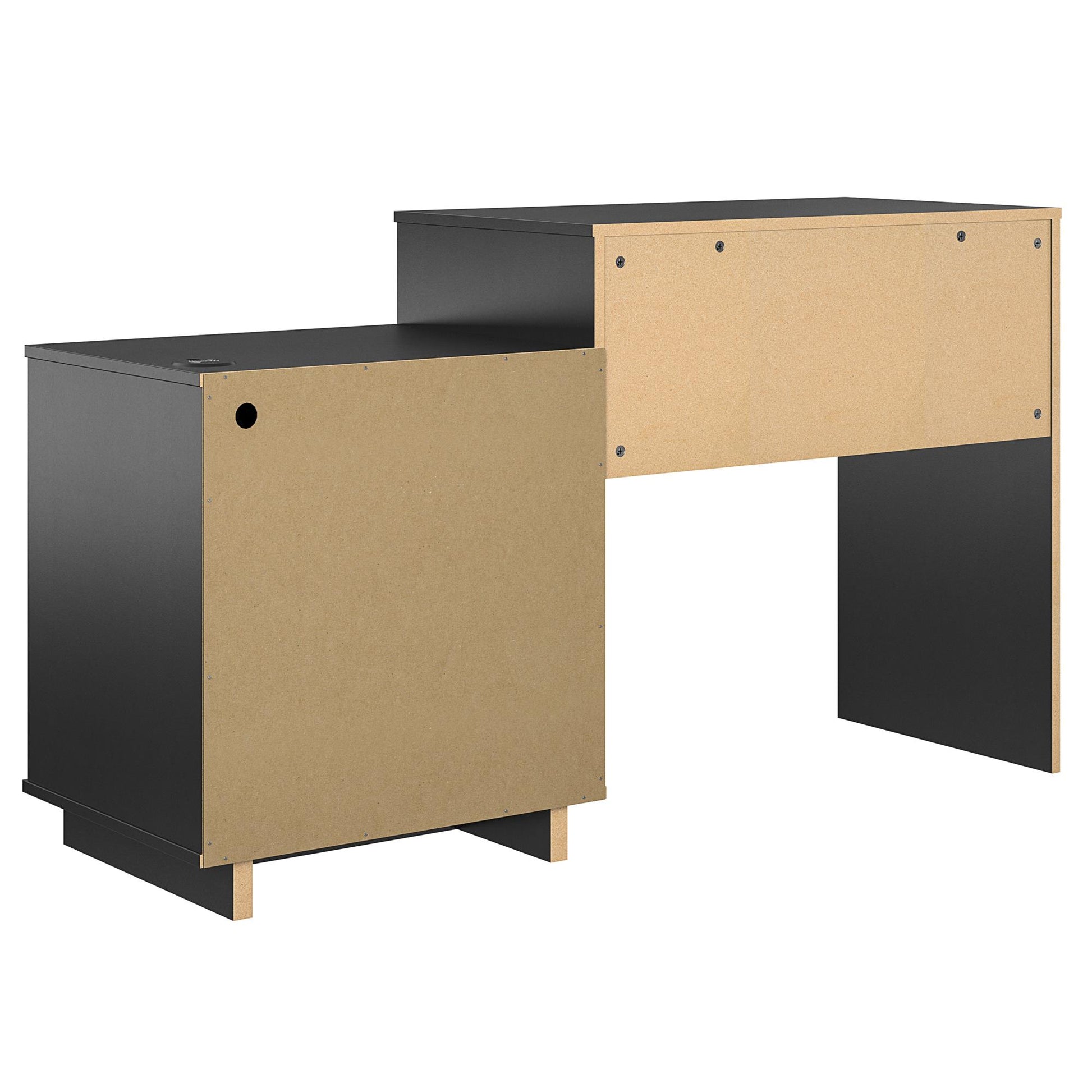 Ravelston Computer Desk and Cabinet Combo with Wireless Charging Port - Black