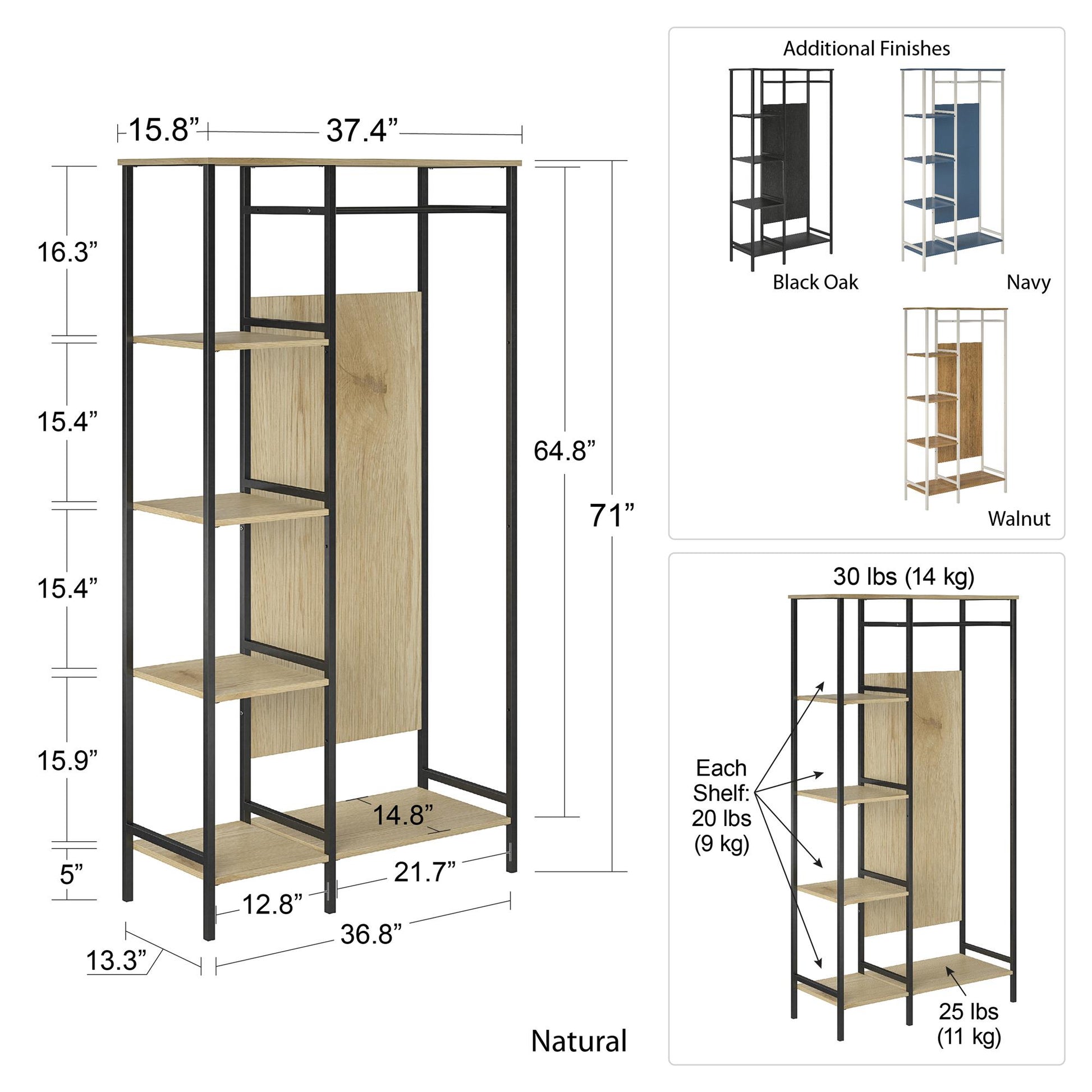 Bexley Open Wardrobe - Walnut