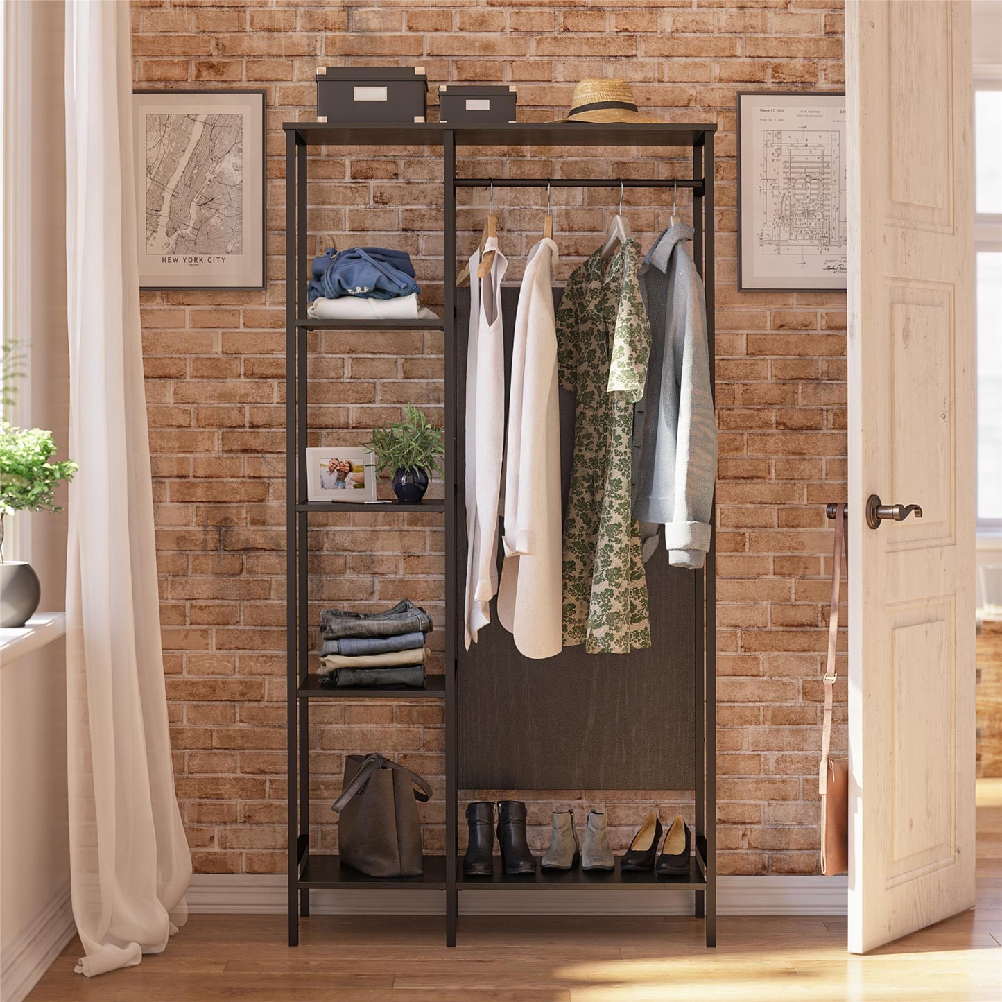 Bexley Open Wardrobe - Black Oak