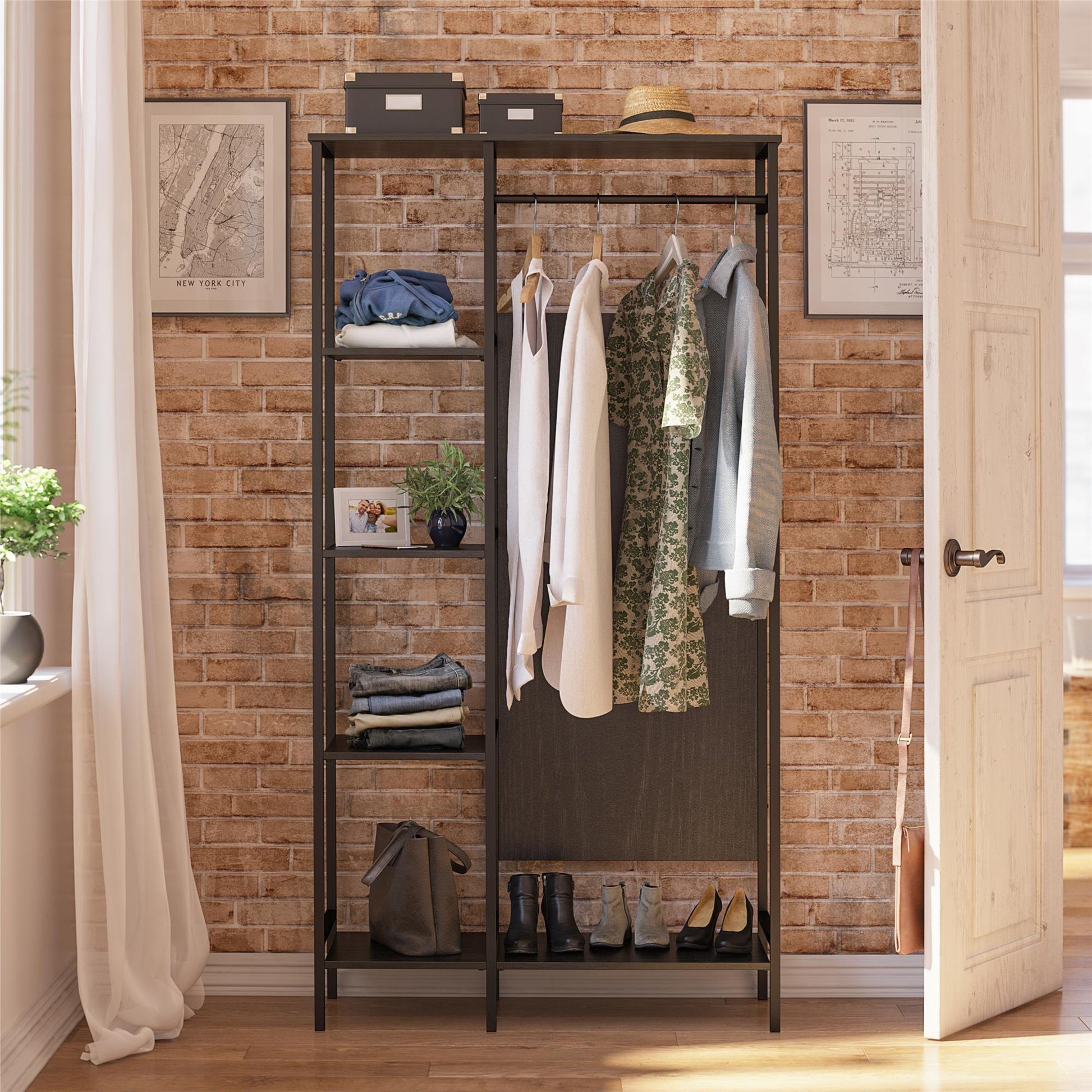 Bexley Open Wardrobe - Black Oak