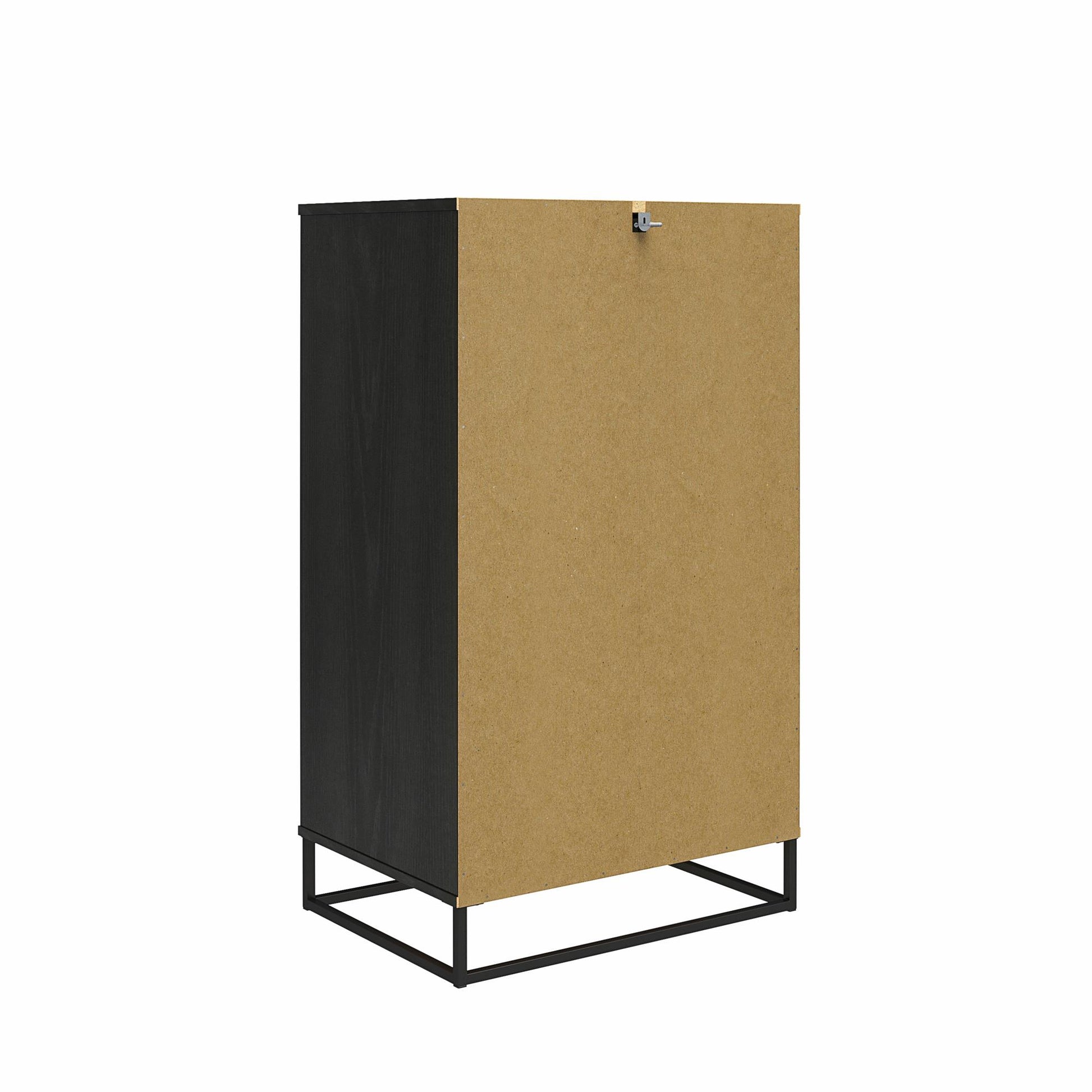 Kelly 5 Drawer Dresser, Faux Rattan & Black Oak - Black Oak