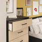 Kelly 5 Drawer Dresser, Faux Rattan & Black Oak - Black Oak