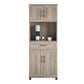 Tindall Modern Farmhouse 4 Door Tall Coffee Bar - Gray Oak