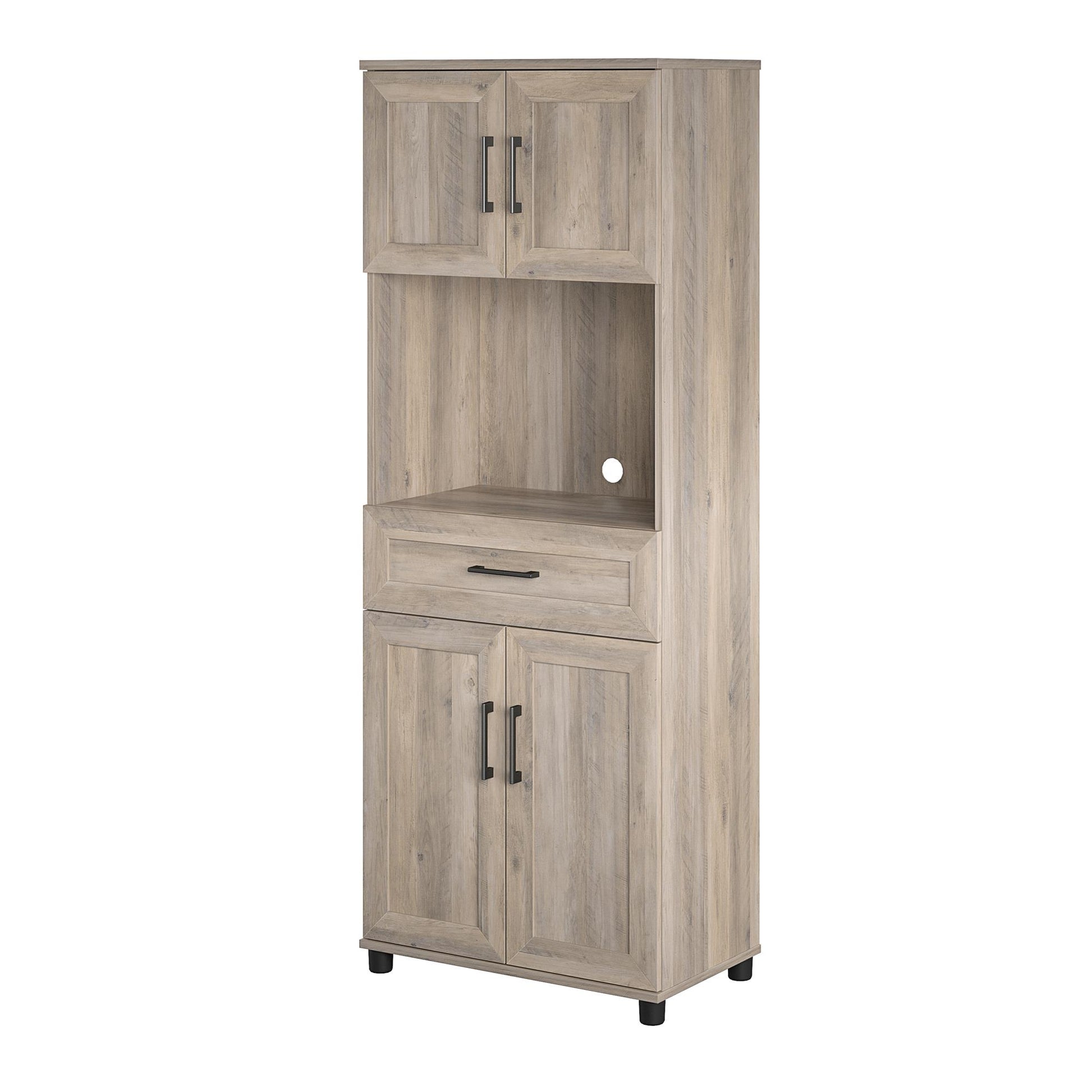 Tindall Modern Farmhouse 4 Door Tall Coffee Bar - Gray Oak