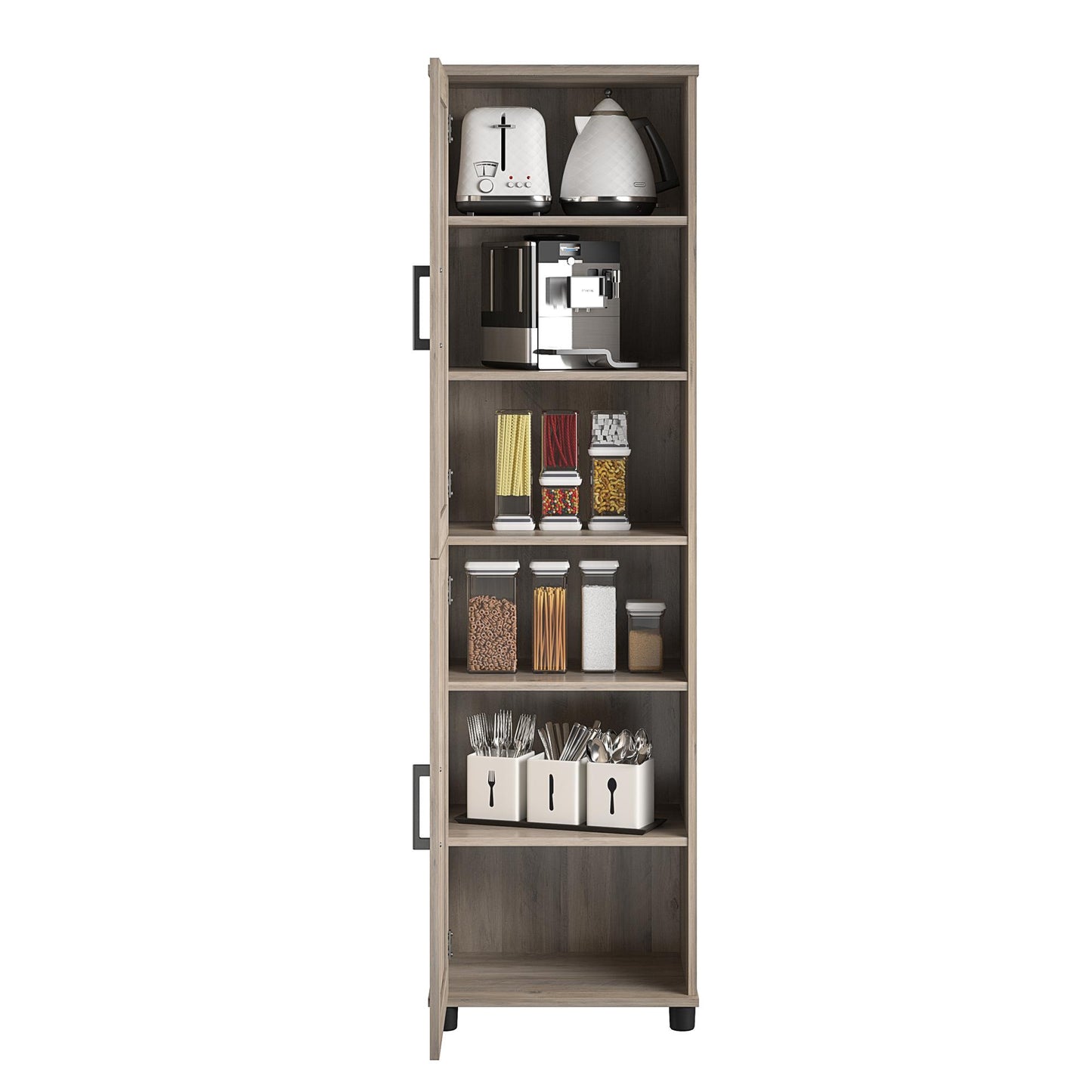 Tindall Modern Farmhouse 2 Door Kitchen Pantry Cabinet - Gray Oak