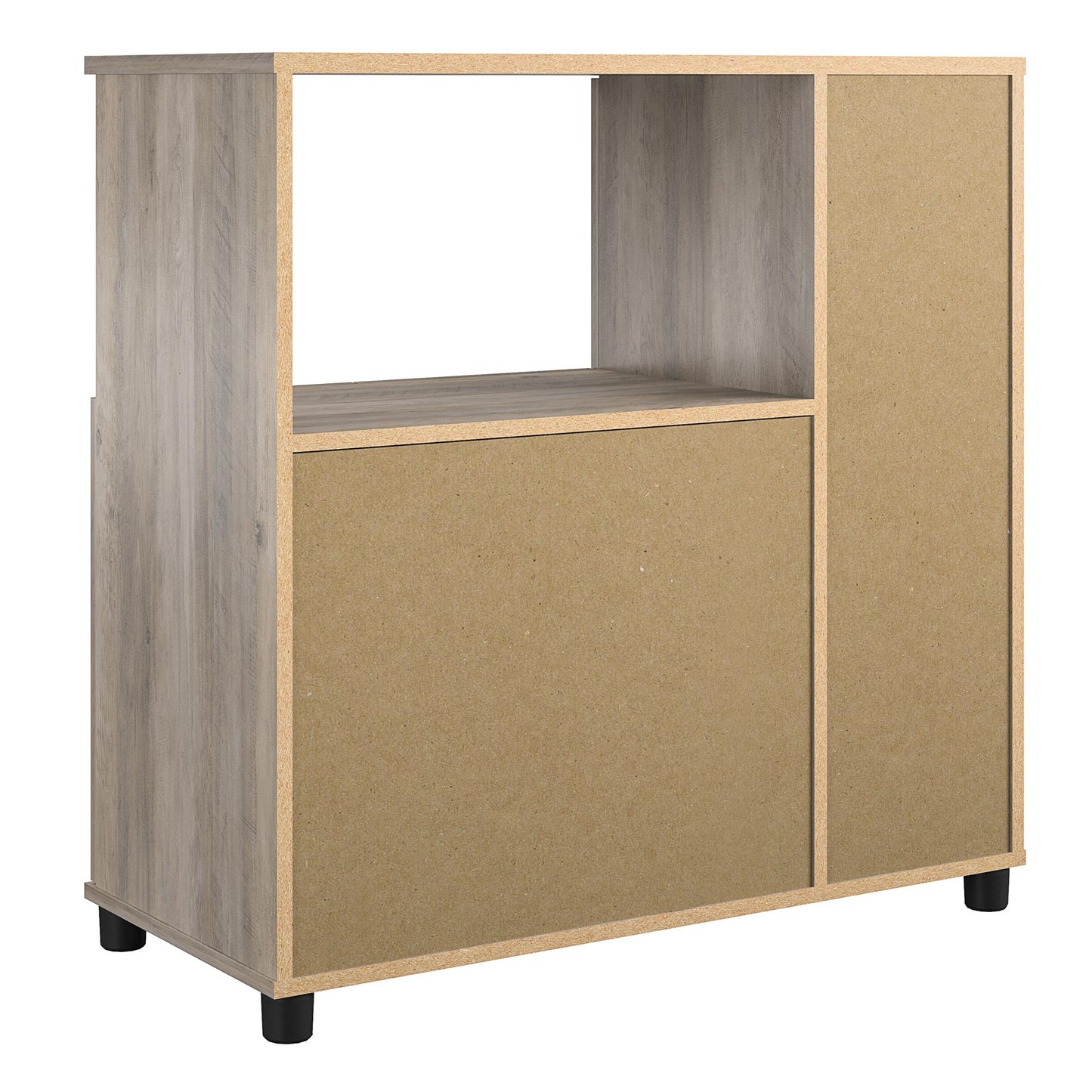 Tindall Modern Farmhouse Microwave Stand with 5 Shelves - Gray Oak