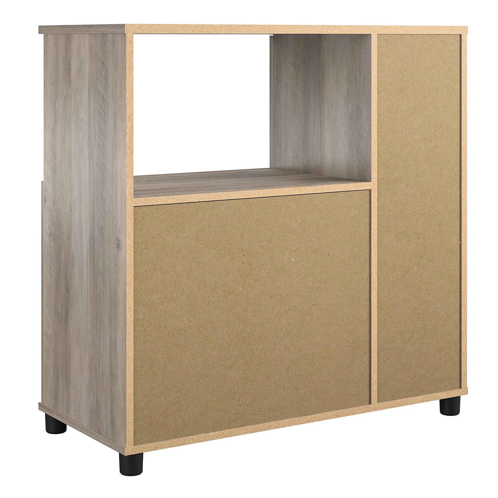 Tindall Modern Farmhouse Microwave Stand with 5 Shelves - Gray Oak