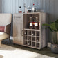 Tindall Modern Farmhouse Bar Cabinet with Pull Out Shelf and 12 Cubbies - Gray Oak