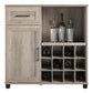 Tindall Modern Farmhouse Bar Cabinet with Pull Out Shelf and 12 Cubbies - Gray Oak