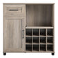Tindall Modern Farmhouse Bar Cabinet with Pull Out Shelf and 12 Cubbies - Gray Oak