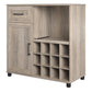 Tindall Modern Farmhouse Bar Cabinet with Pull Out Shelf and 12 Cubbies - Gray Oak