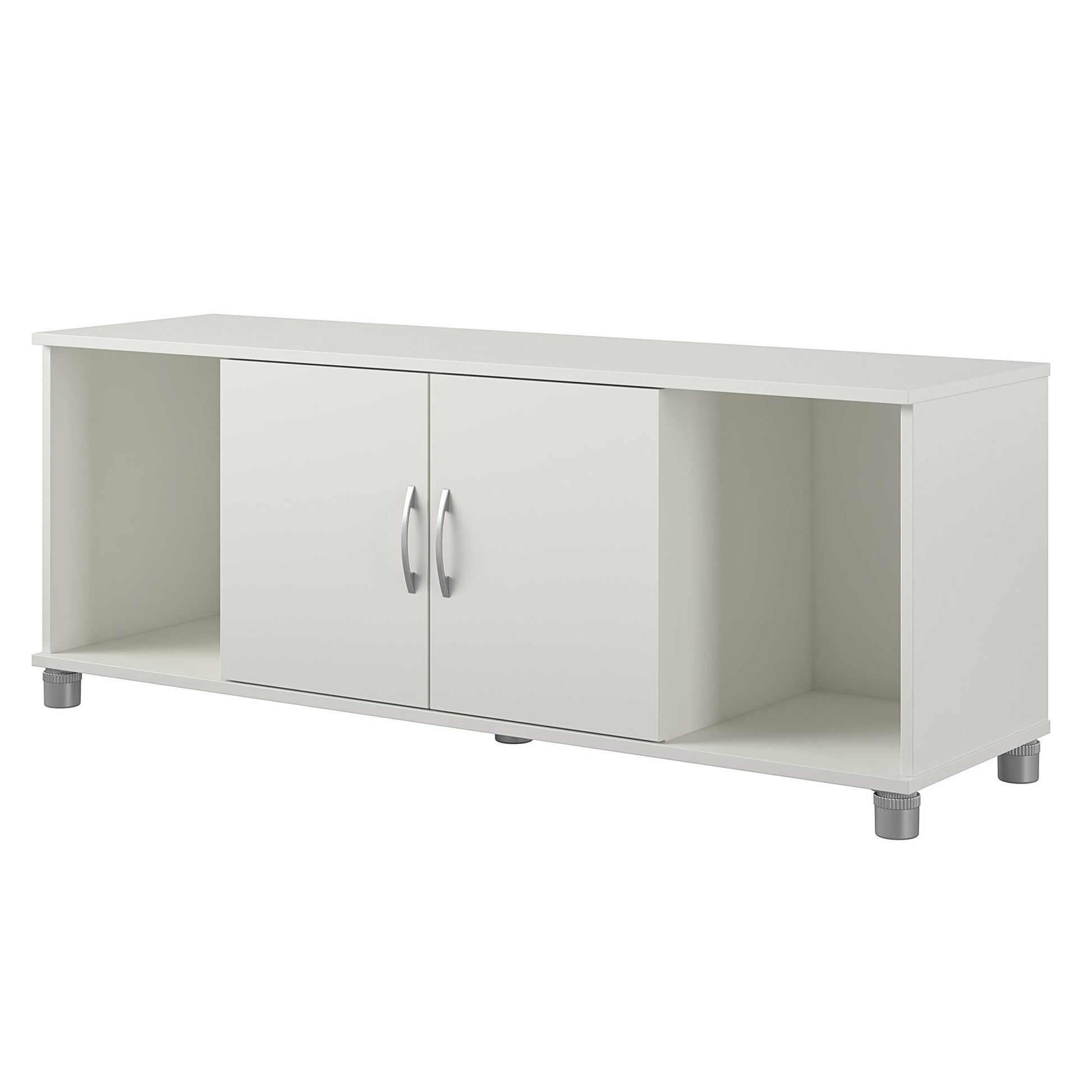 Basin Shoe Storage Bench with Seating Area and Adjustable Feet - White