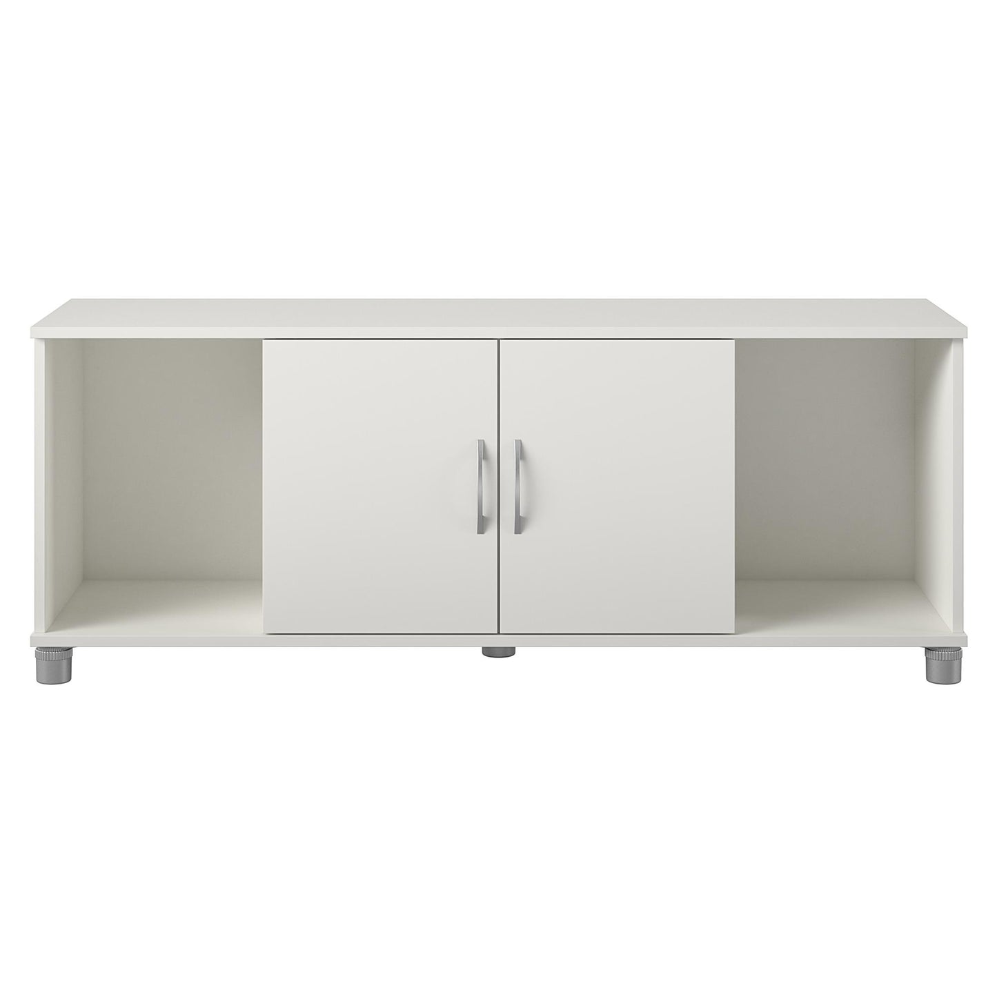 Basin Shoe Storage Bench with Seating Area and Adjustable Feet - White