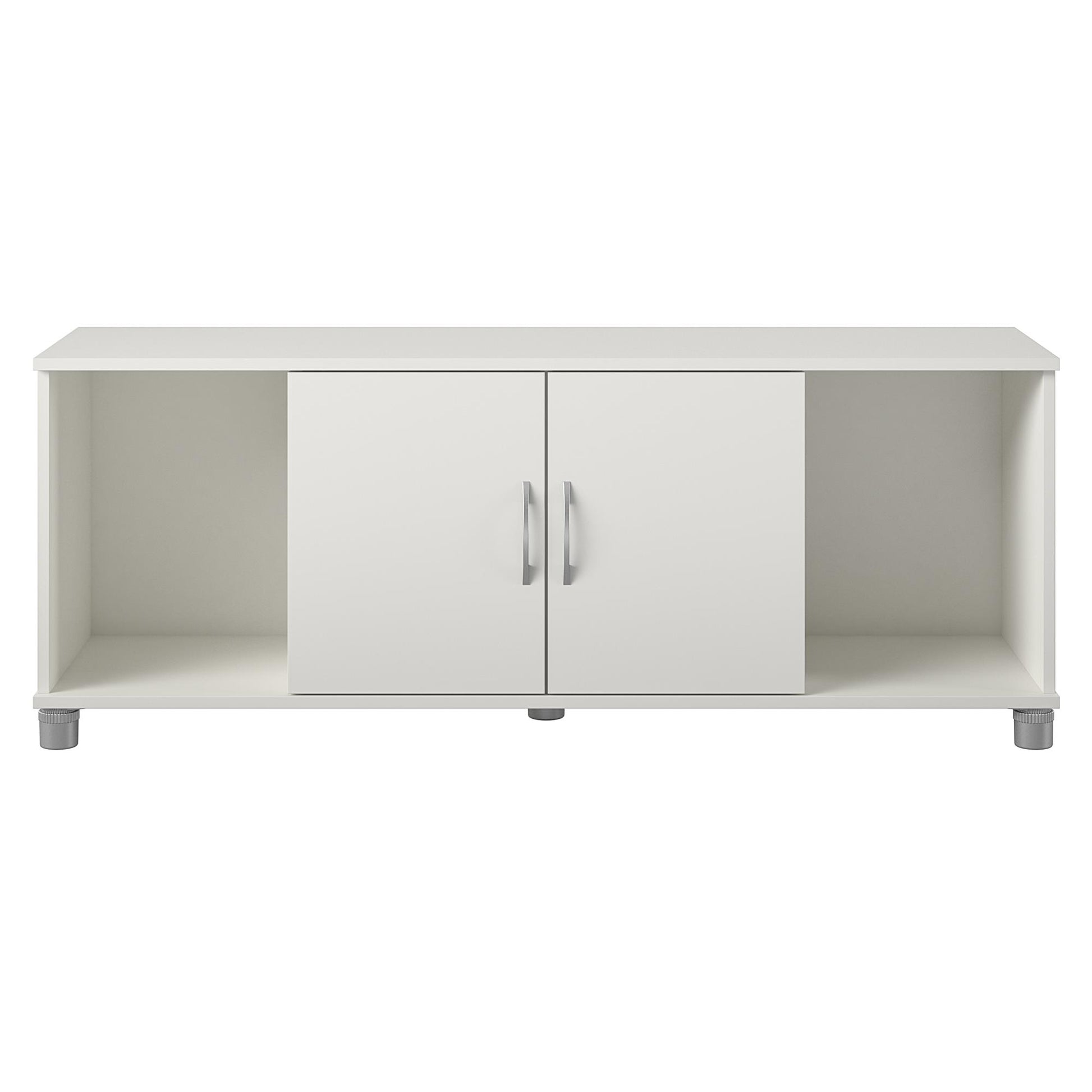 Basin Shoe Storage Bench with Seating Area and Adjustable Feet - White