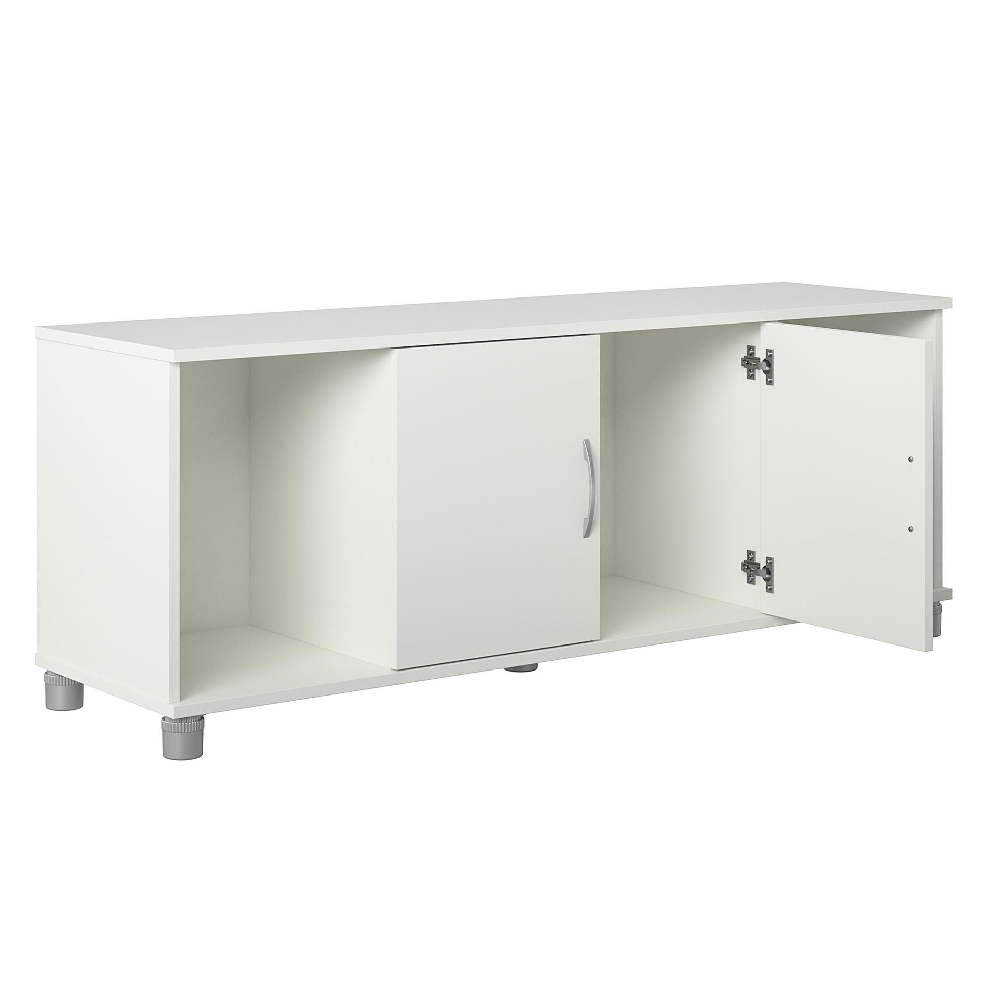 Basin Shoe Storage Bench with Seating Area and Adjustable Feet - White