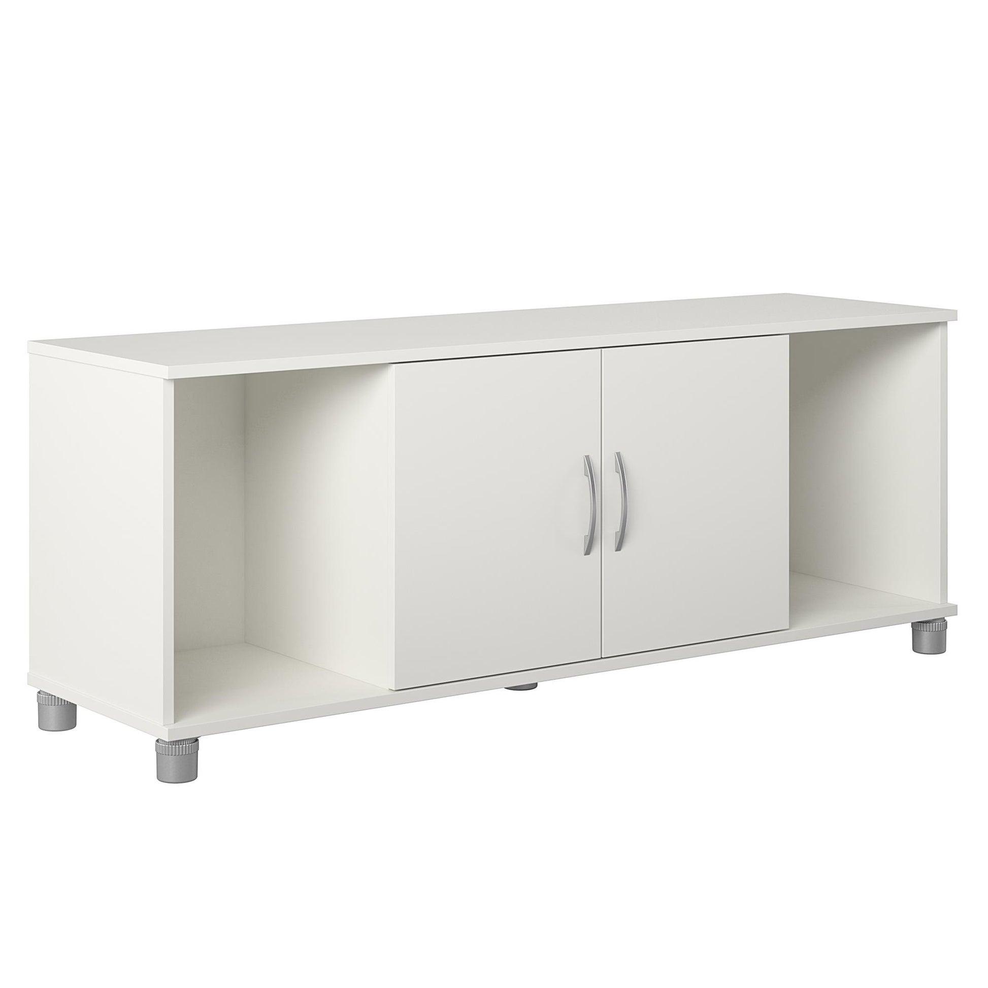 Basin Shoe Storage Bench with Seating Area and Adjustable Feet - White