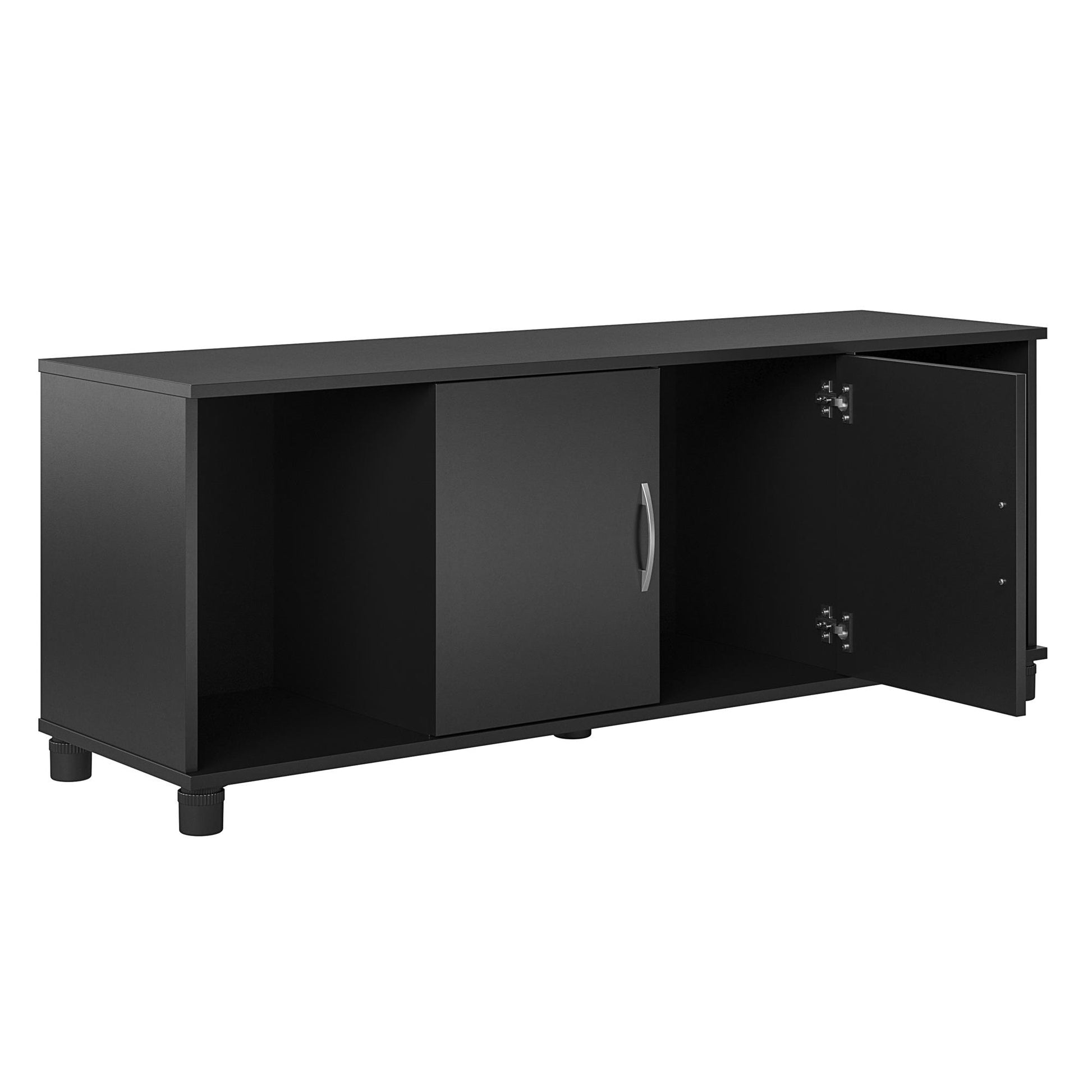Basin Shoe Storage Bench with Seating Area and Adjustable Feet - Black