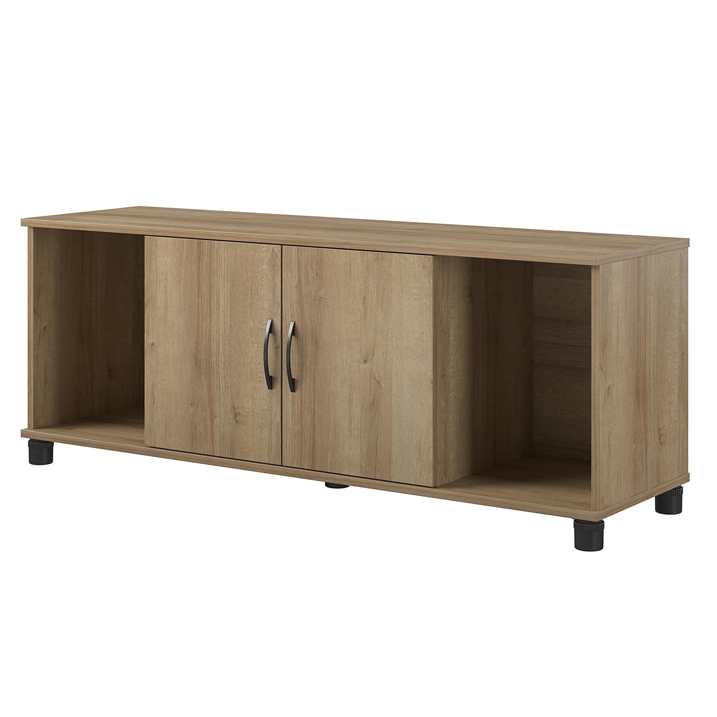 Basin Shoe Storage Bench with Seating Area and Adjustable Feet - Natural
