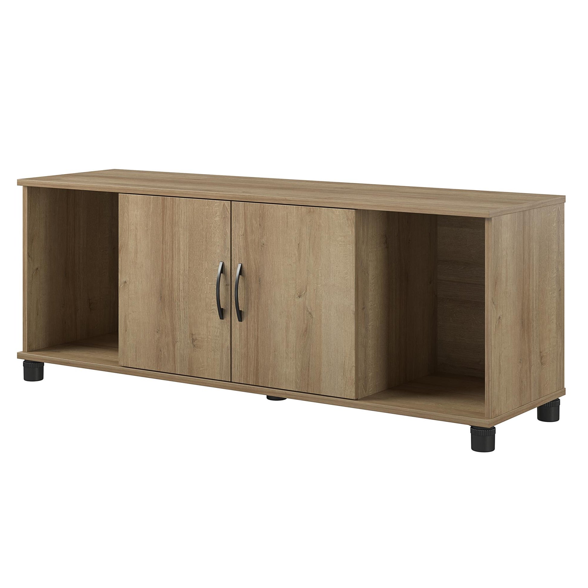 Basin Shoe Storage Bench with Seating Area and Adjustable Feet - Natural