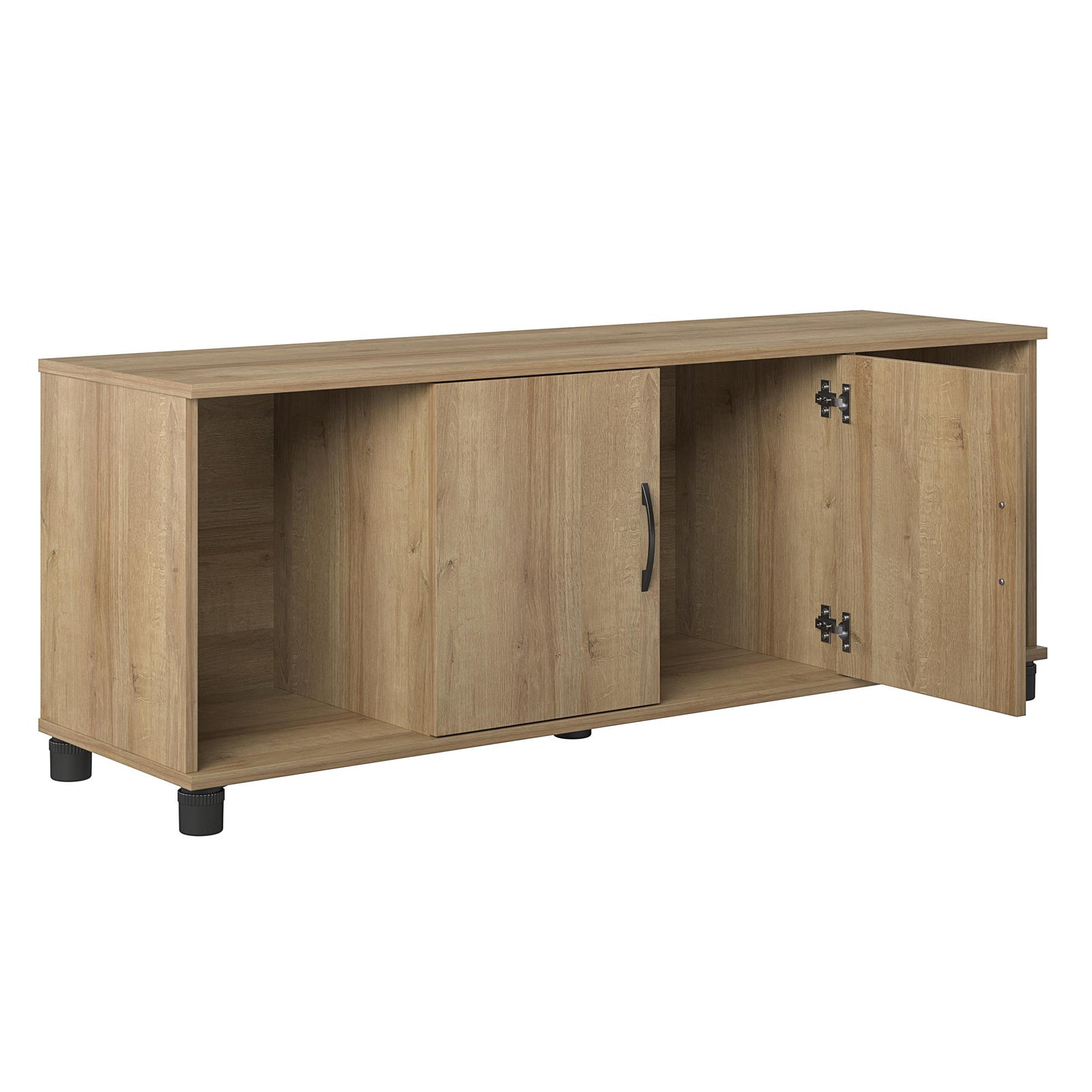 Basin Shoe Storage Bench with Seating Area and Adjustable Feet - Natural