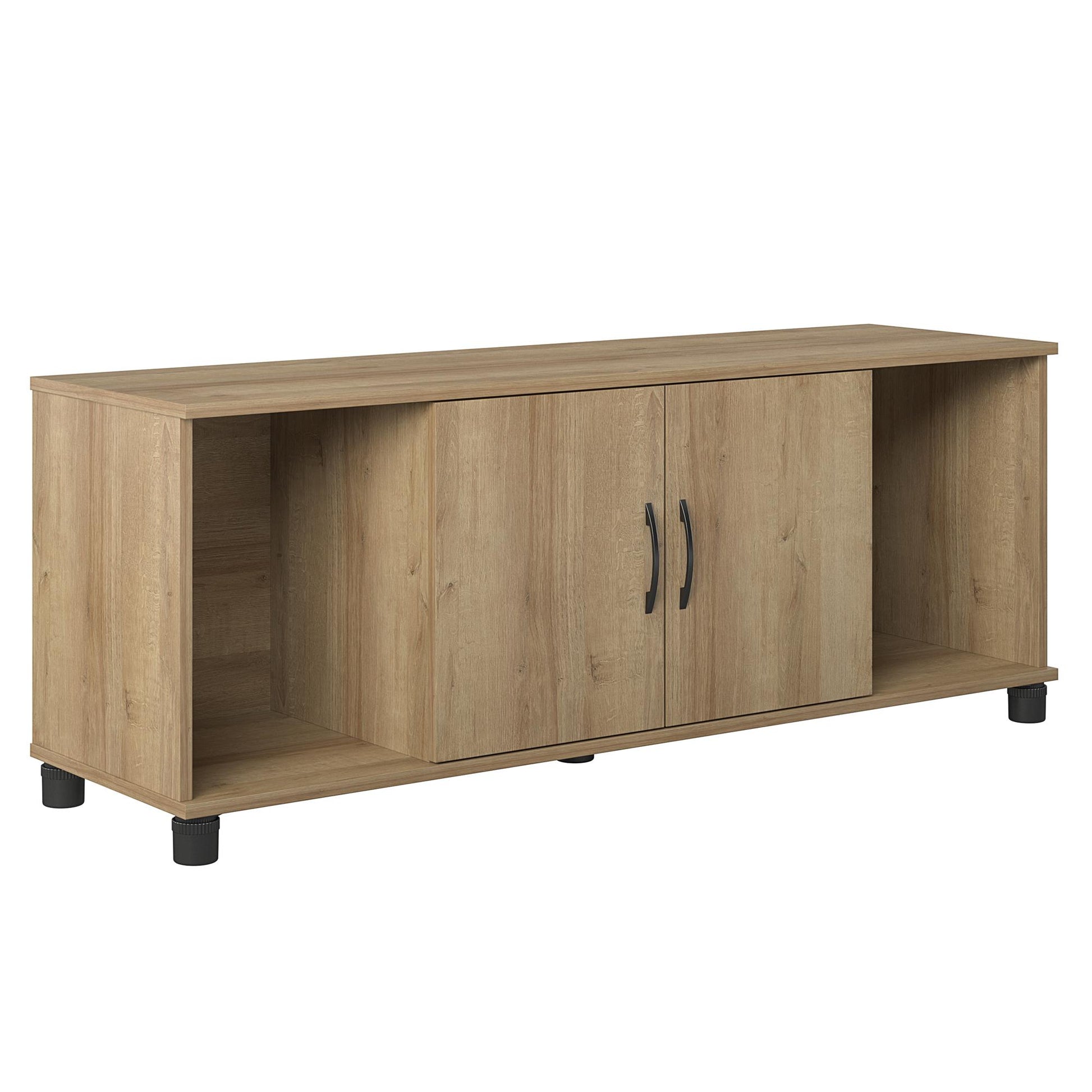 Basin Shoe Storage Bench with Seating Area and Adjustable Feet - Natural