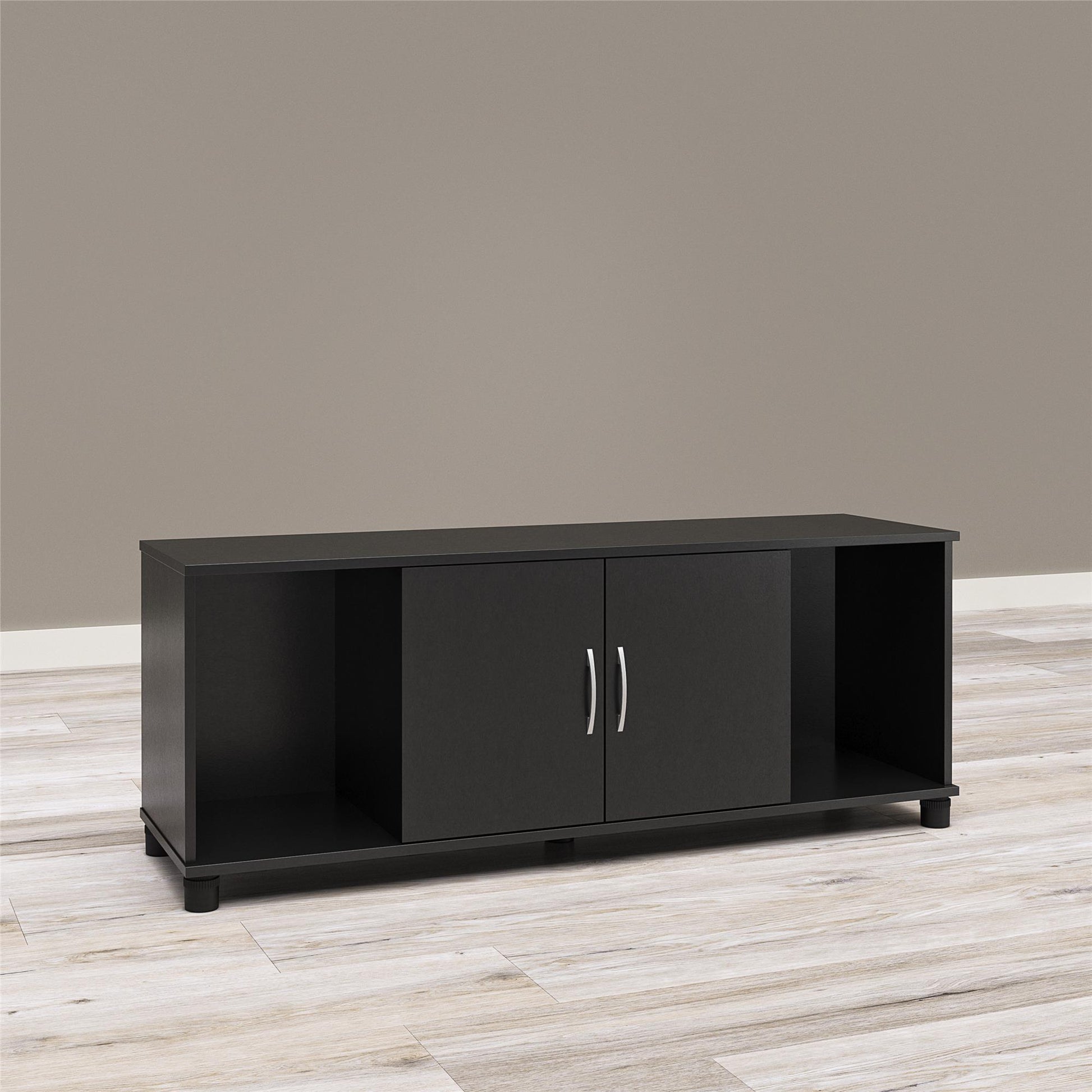 Basin Shoe Storage Bench with Seating Area and Adjustable Feet - Black