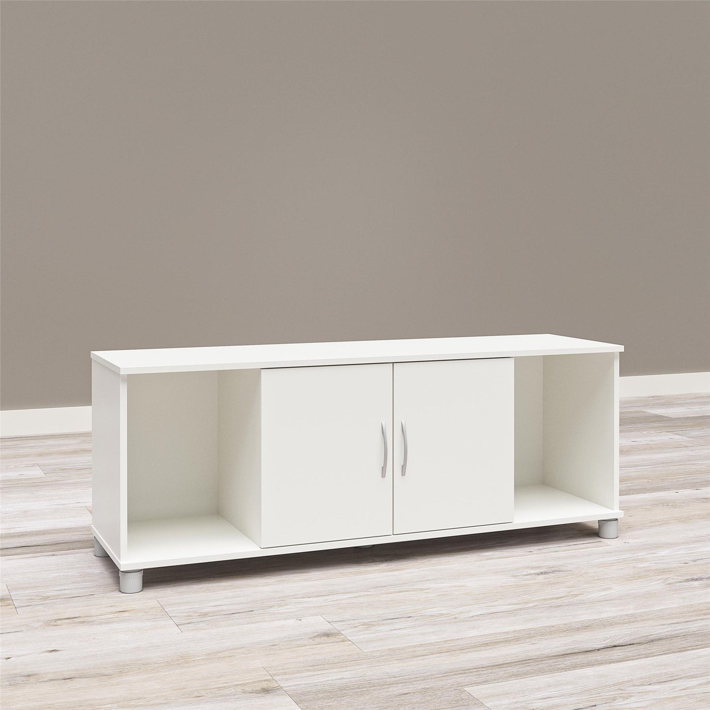 Basin Shoe Storage Bench with Seating Area and Adjustable Feet - White