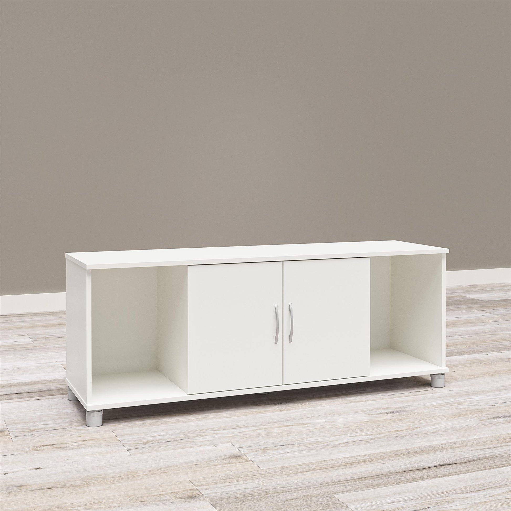 Basin Shoe Storage Bench with Seating Area and Adjustable Feet - White