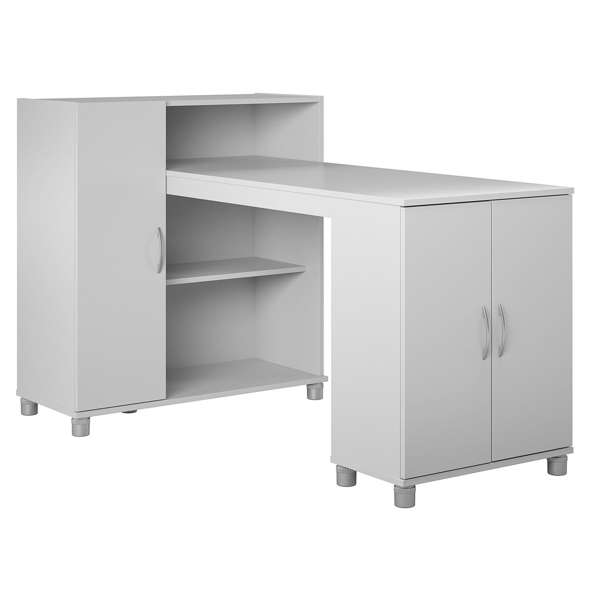 Basin Hobby and Craft Desk with Open Shelving and Storage Cabinet - Natural