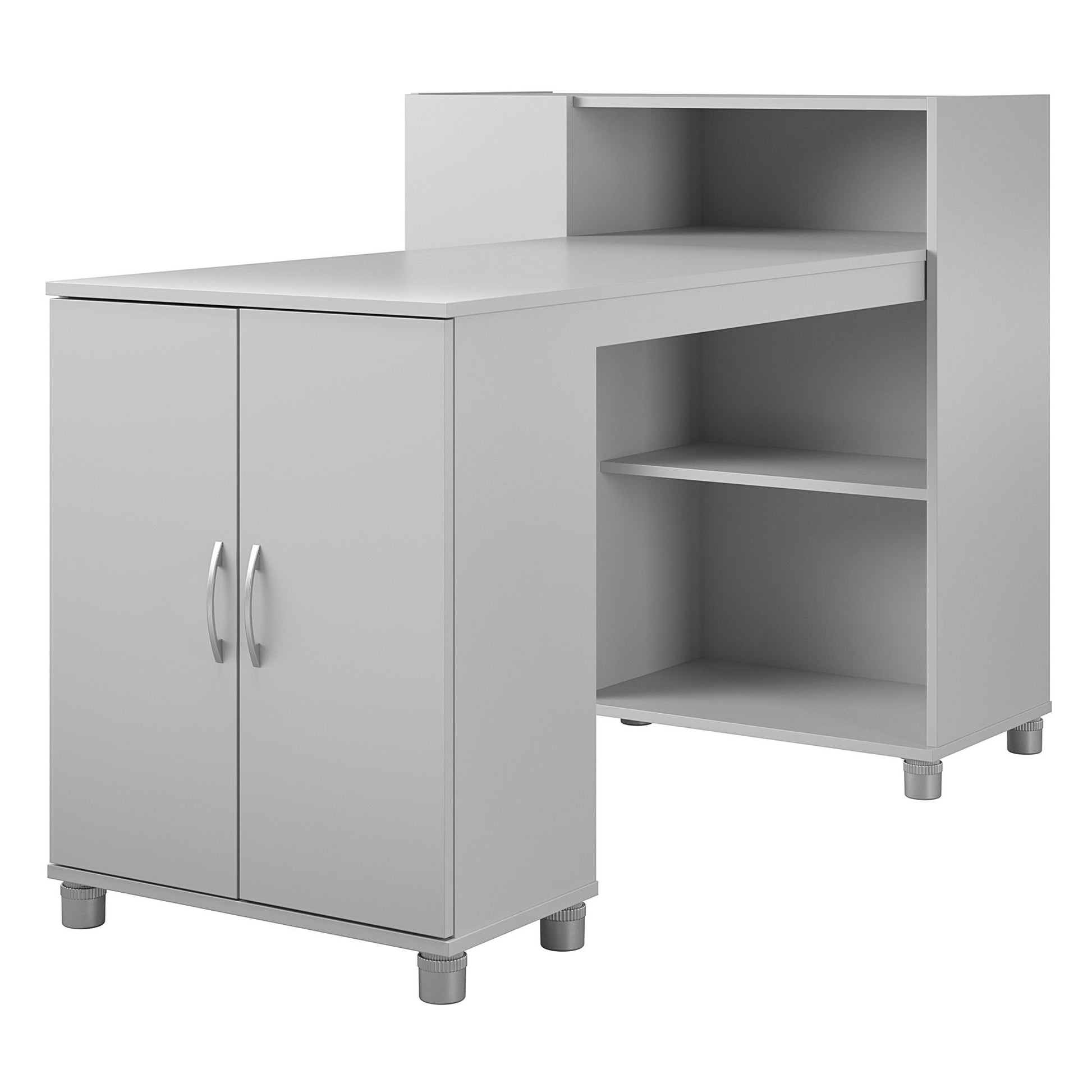 Basin Hobby and Craft Desk with Open Shelving and Storage Cabinet - Dove Gray