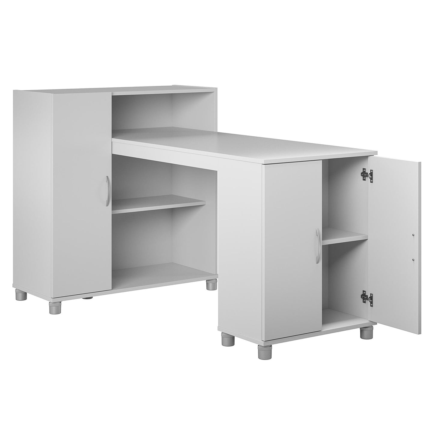 Basin Hobby and Craft Desk with Open Shelving and Storage Cabinet - Dove Gray
