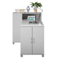 Basin Hobby and Craft Desk with Open Shelving and Storage Cabinet - Dove Gray