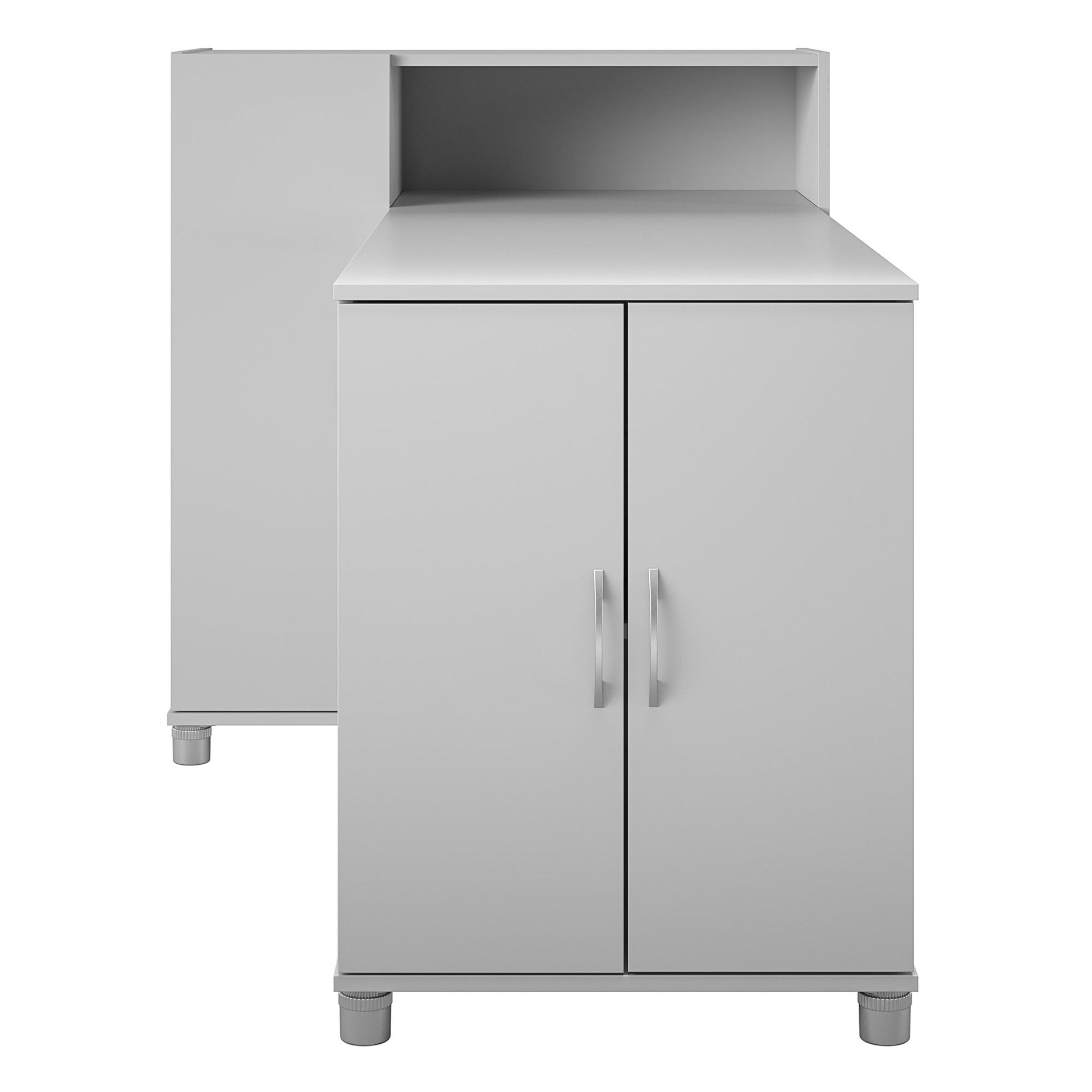 Basin Hobby and Craft Desk with Open Shelving and Storage Cabinet - Dove Gray