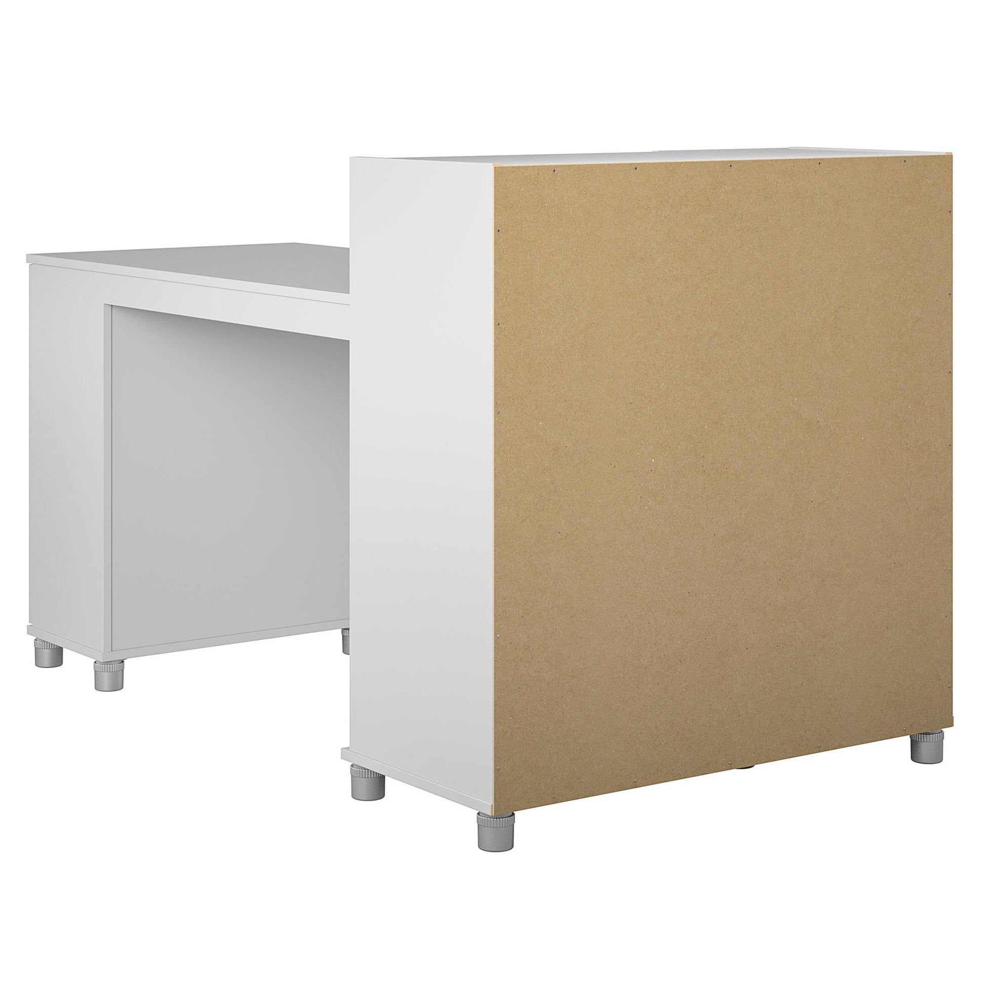 Basin Hobby and Craft Desk with Open Shelving and Storage Cabinet - Dove Gray