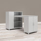 Basin Hobby and Craft Desk with Open Shelving and Storage Cabinet - Dove Gray