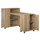 Basin Hobby and Craft Desk with Open Shelving and Storage Cabinet - Natural