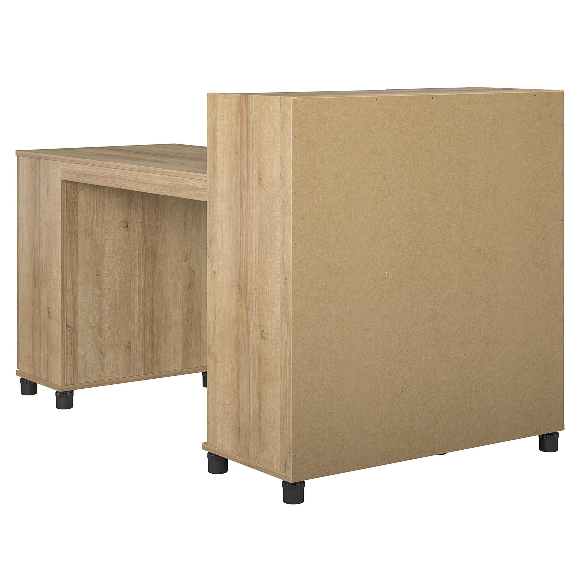 Basin Hobby and Craft Desk with Open Shelving and Storage Cabinet - Natural