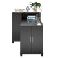 Basin Hobby and Craft Desk with Open Shelving and Storage Cabinet - Black