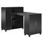 Basin Hobby and Craft Desk with Open Shelving and Storage Cabinet - Black