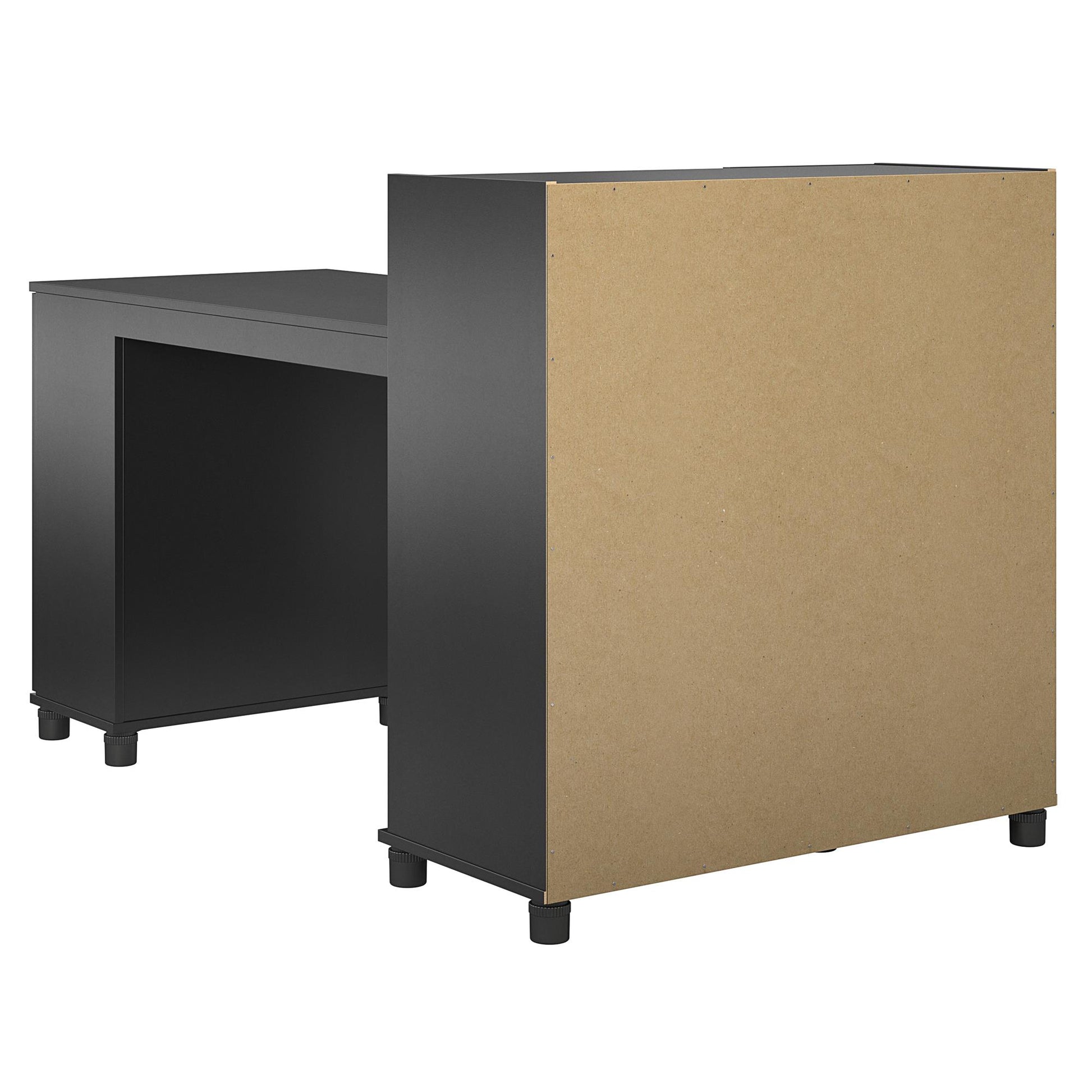 Basin Hobby and Craft Desk with Open Shelving and Storage Cabinet - Black