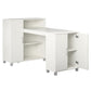 Basin Hobby and Craft Desk with Open Shelving and Storage Cabinet - White