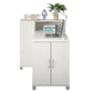 Basin Hobby and Craft Desk with Open Shelving and Storage Cabinet - White