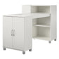 Basin Hobby and Craft Desk with Open Shelving and Storage Cabinet - White