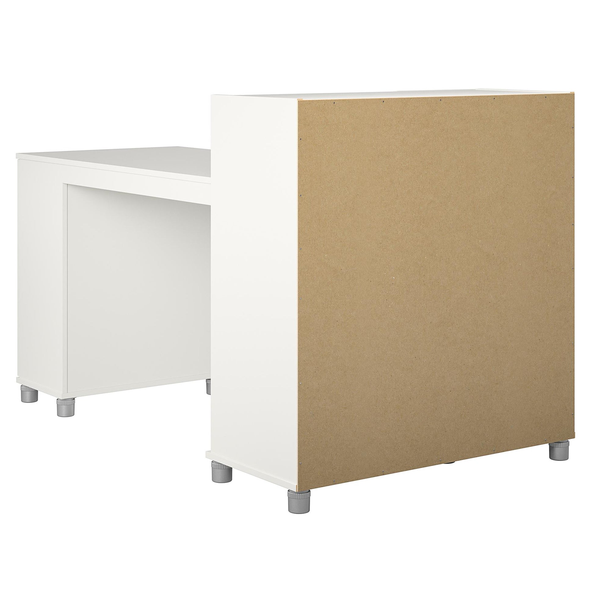 Basin Hobby and Craft Desk with Open Shelving and Storage Cabinet - White