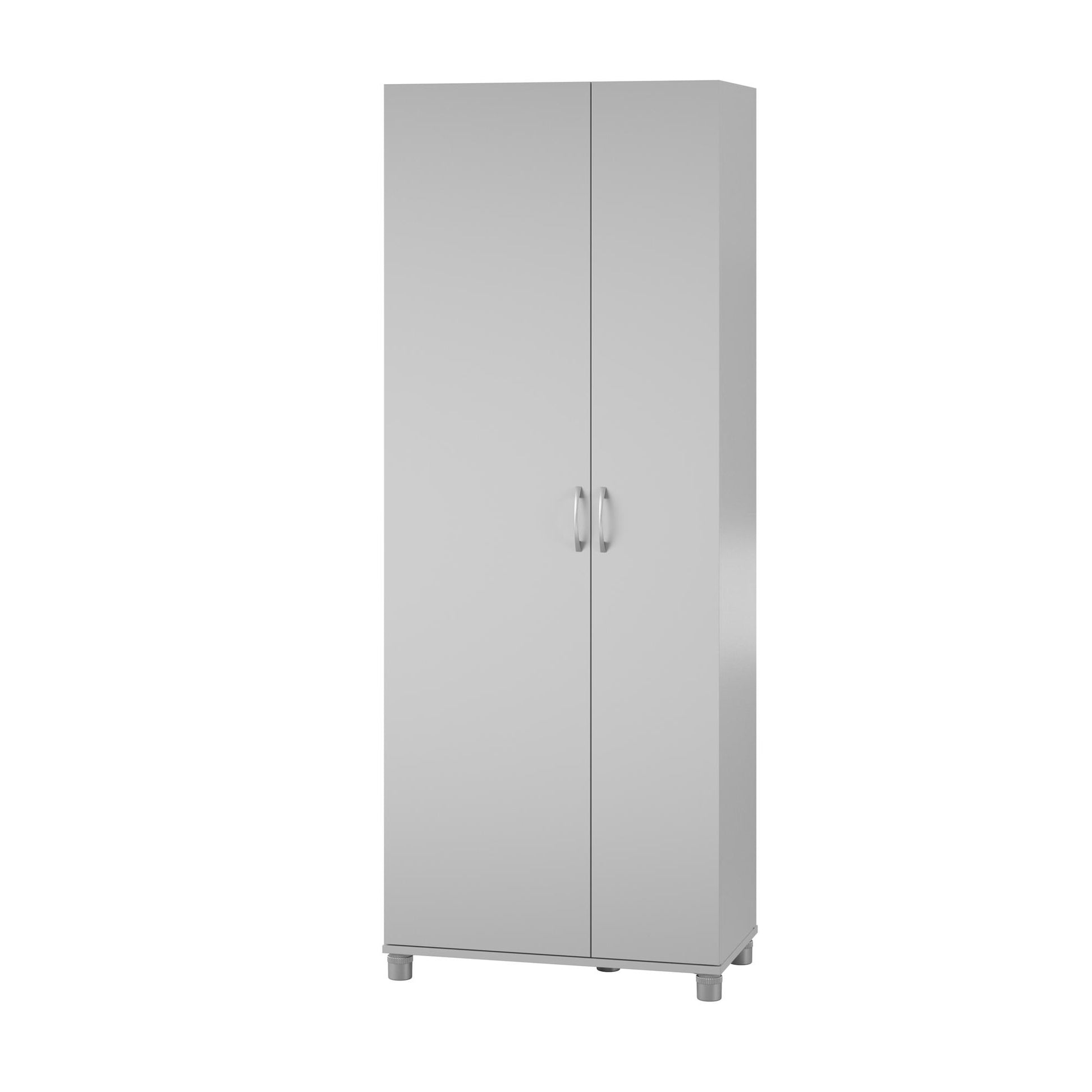 Basin Tall Asymmetrical Storage Cabinet with Adjustable Shelving and Feet - Dove Gray