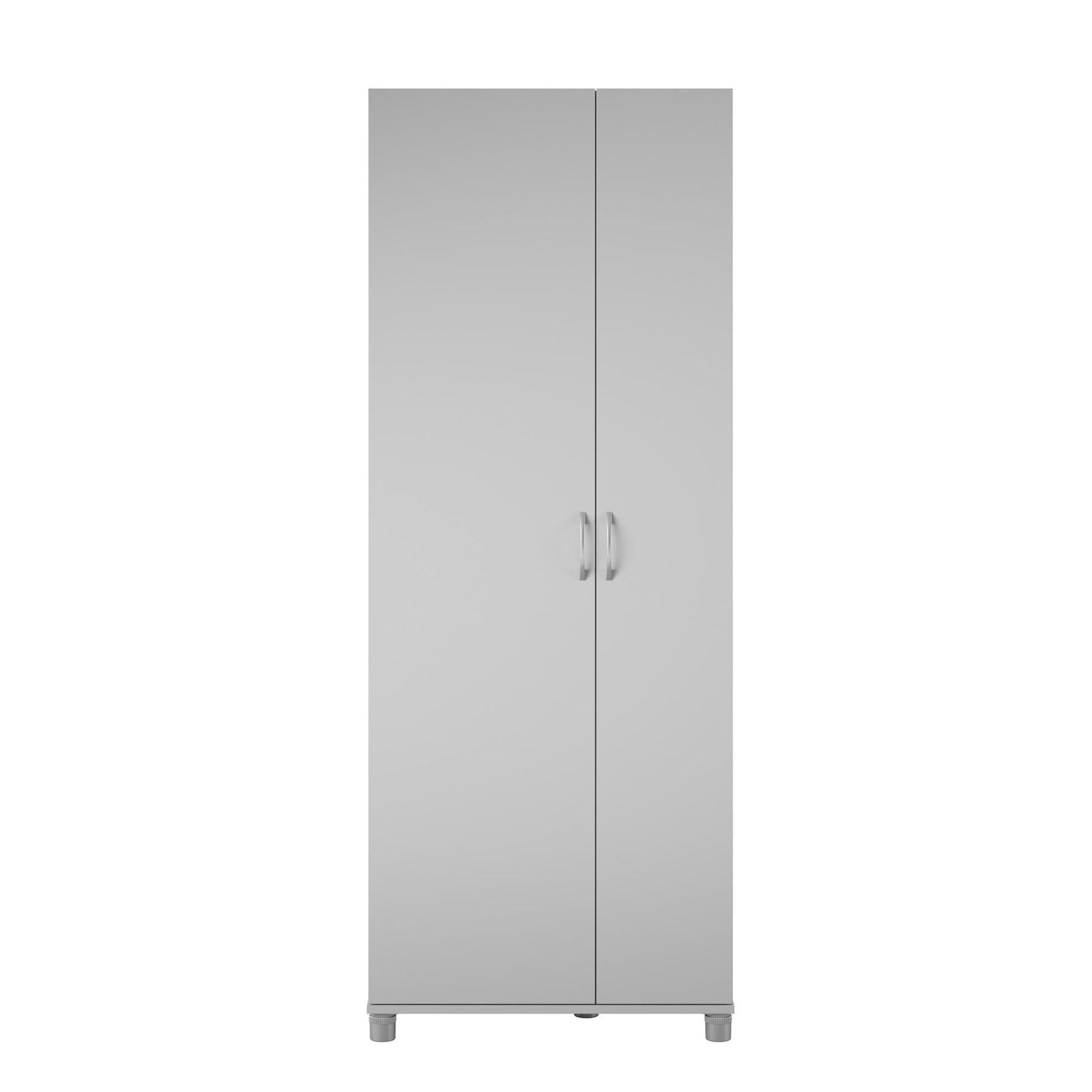 Basin Tall Asymmetrical Storage Cabinet with Adjustable Shelving and Feet - Dove Gray
