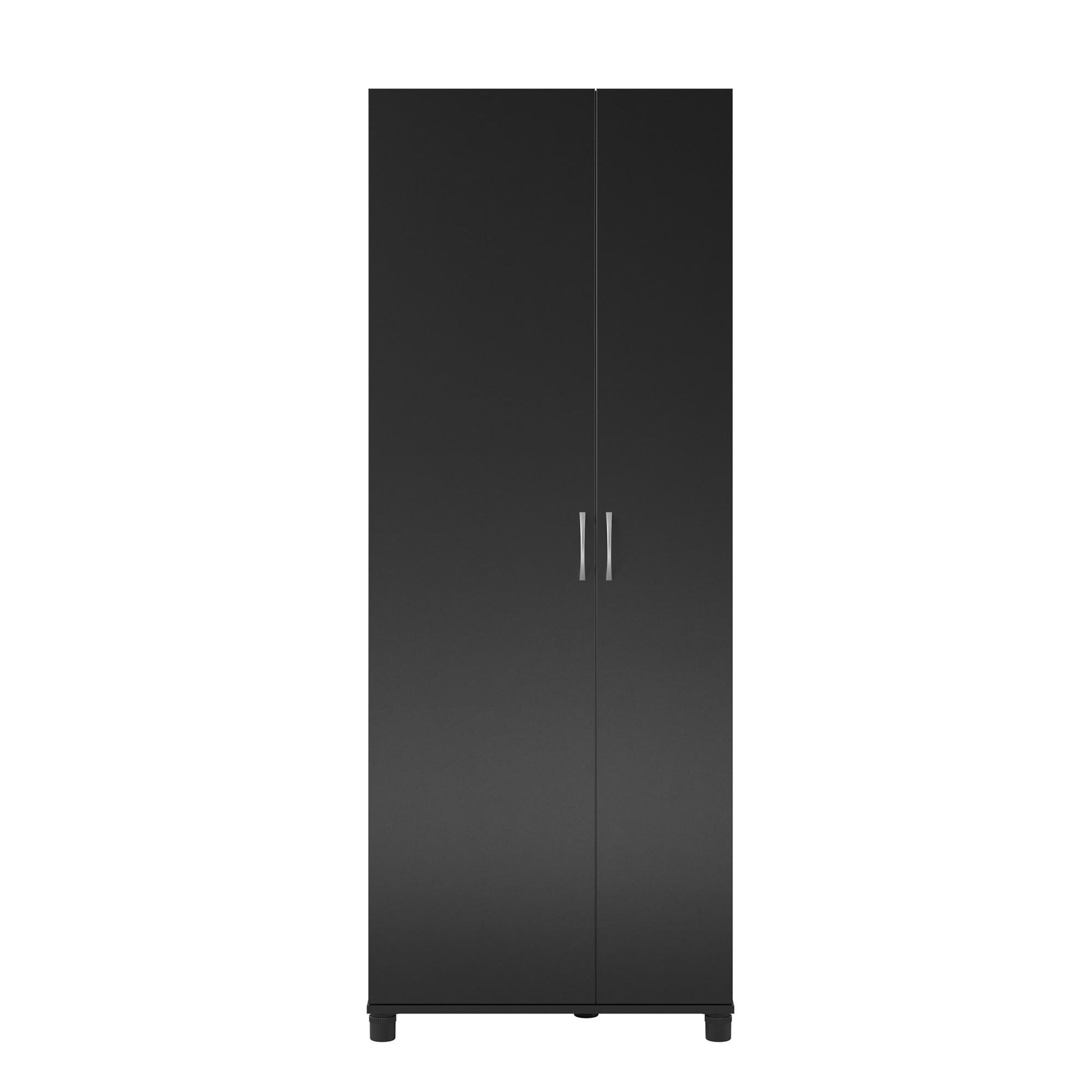 Basin Tall Asymmetrical Storage Cabinet with Adjustable Shelving and Feet - Black