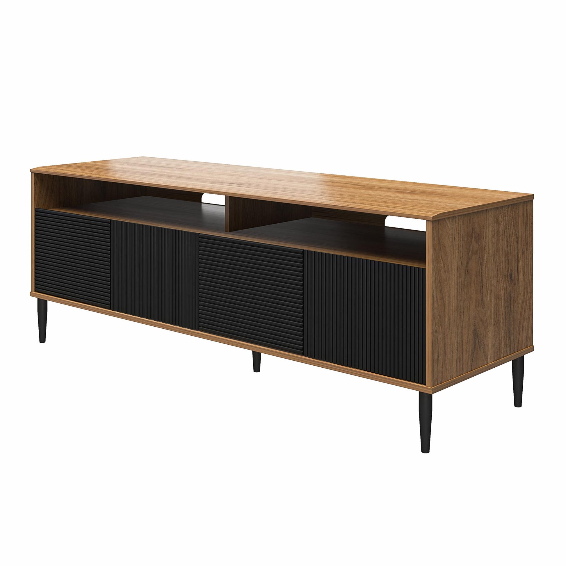 Daphne TV Console, Walnut and Black - Walnut