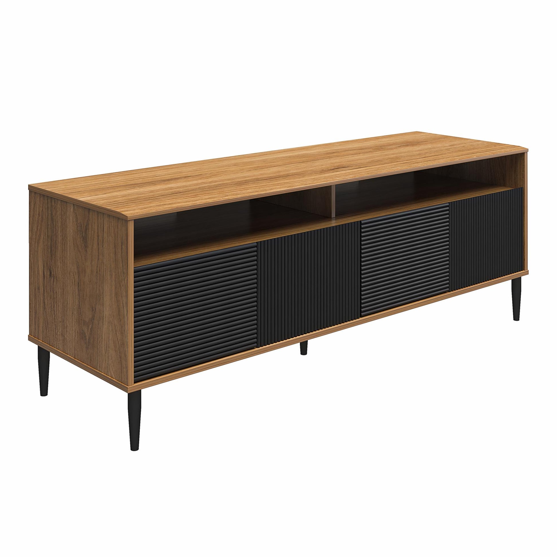 Daphne TV Console, Walnut and Black - Walnut