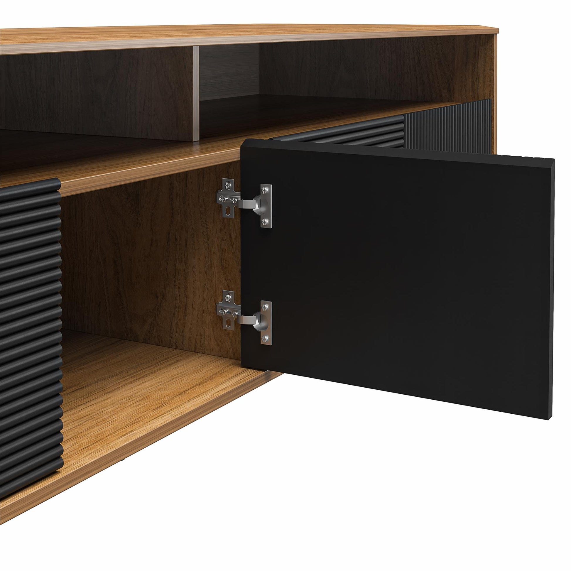 Daphne TV Console, Walnut and Black - Walnut